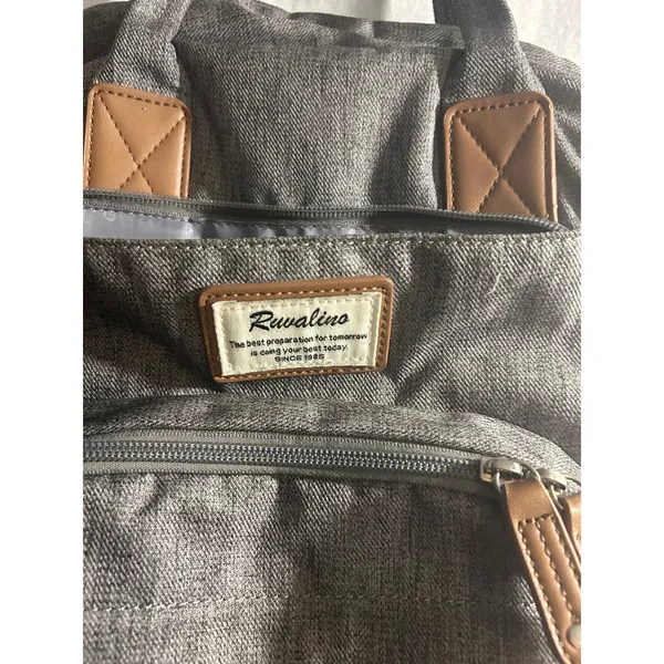 Ruvalino Diaper Bag Backpack Grey Heathered Travel Multi - Image 2