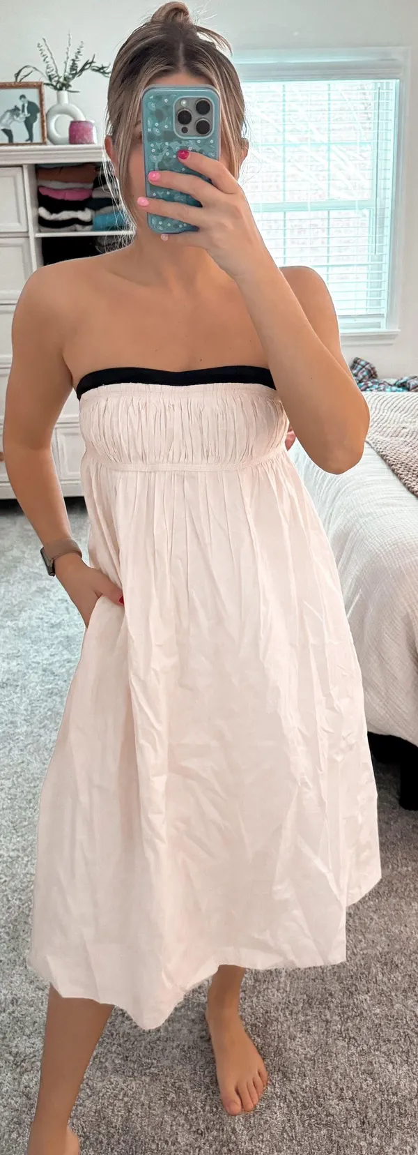 Maeve Cream Strapless Midi Dress With Low Back - Image 2