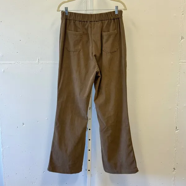 Sincerely Jules Brown Corduroy Straight Flare Pants High Rise Elastic Waist Lg - Image 2