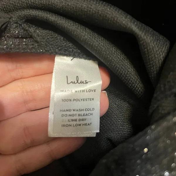 NWT Lulus Sparkly Energy Black Glitter High Rise Wide Leg Trousers Women's L - Image 9