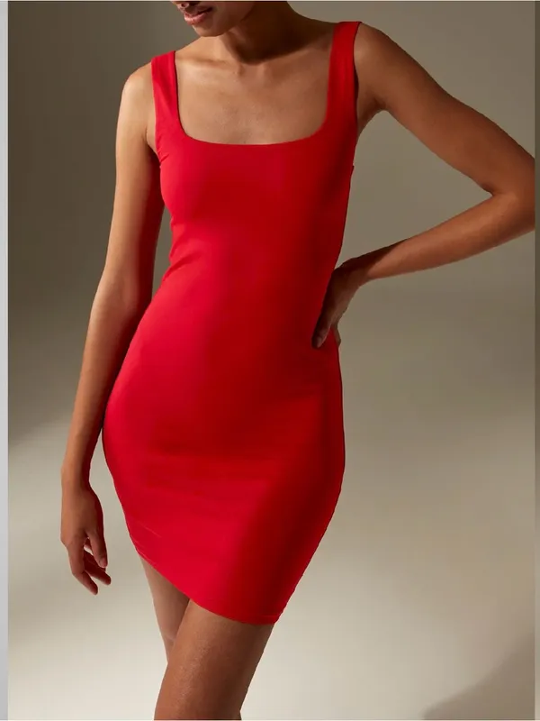 Aritzia Babaton Contour Squareneck Mini Dress glimmer light blue XS style 83055 - Image 9