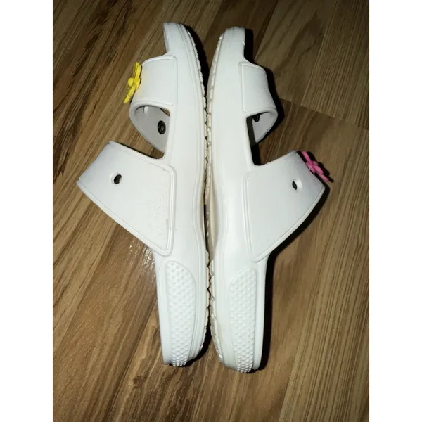 Crocs‎ Classic Unisex White Sandals Women's 8 Men's 6 Flower Multicolor - Image 6