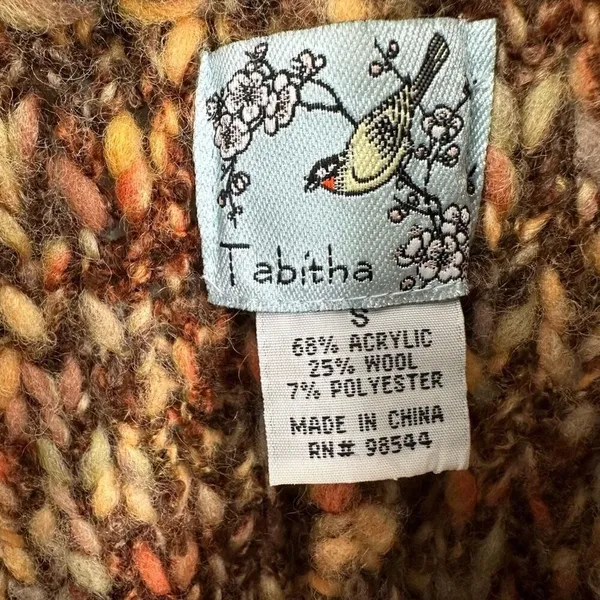 Anthropologie Tabitha Wool Blend Chunky Knit‎ Cardigan Sweater Tan Size Small - Image 3