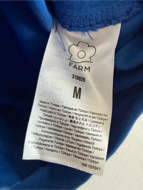 FARM Rio Nature Lovers Padded Shoulder Muscle Tee Blue Macaw Size Medium - Image 4