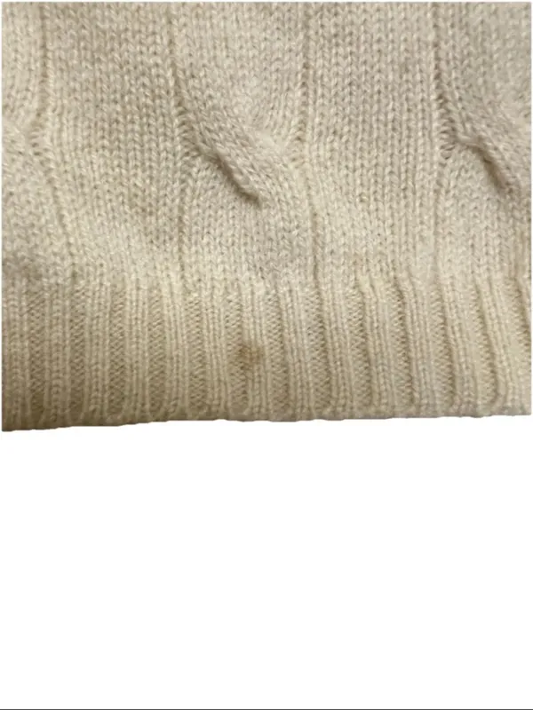 Charter Club Cashmere Sweater V-Neck Cable Knit Beige Long Sleeve Petite Small - Image 2