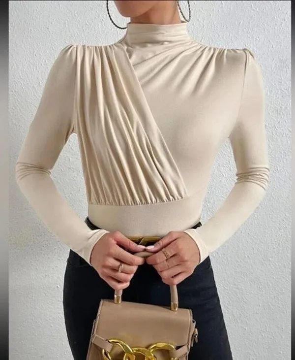 NWOT Mock Neck Ruched Bodysuit - Image 11