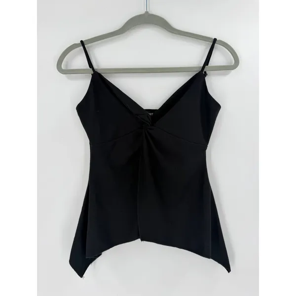 Tiger Mist Camisole Top Womens Size S Black Twist Front‎ Handkerchief Hem Edgy - Image 7