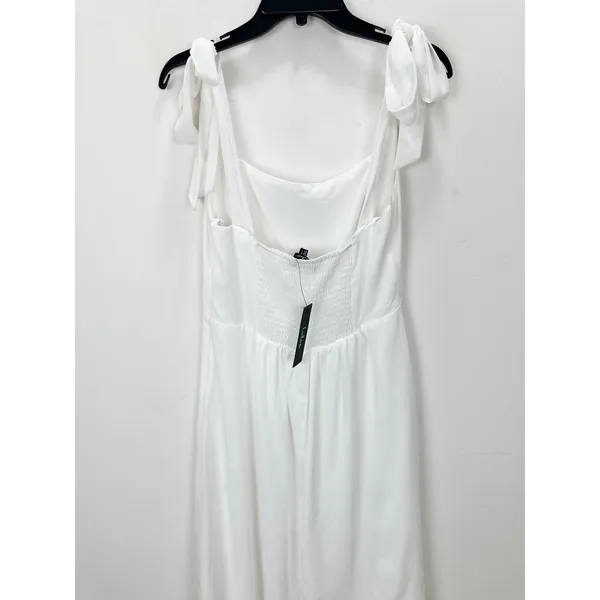 Lulus Summer Invite White Tie-Strap Tiered Midi Dress Wedding Bridal XL NWT - Image 9
