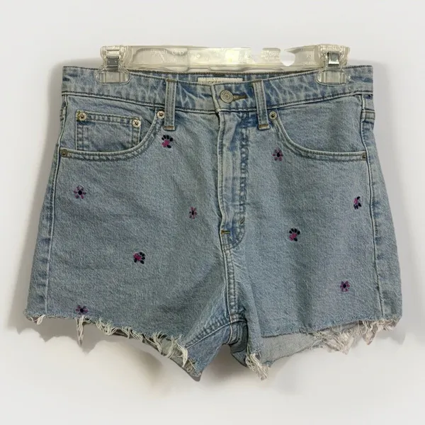 Lucky Brand Boho Lucky Pins Jean Short floral Embroidery Size 4/27 Cut Off Jorts - Image 2