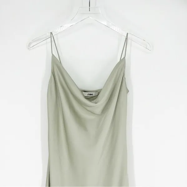 J.ING Women's Satin Draped Neck Midi‎ Slip Dress Size S Pistachio Green - Image 4