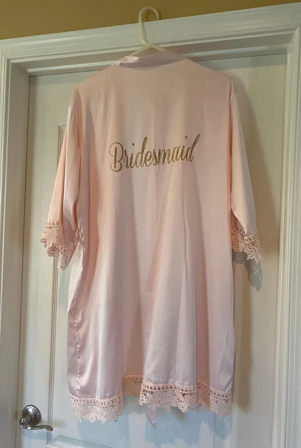 Satin Bridesmaid Soft Pink Bridal Party Robe - Image 4