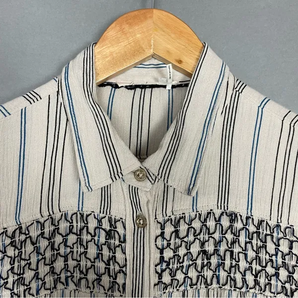 Anthropologie Floreat Norfolk Blouse Striped Long Sleeve Shirring Smocked Sz‎ XS - Image 16