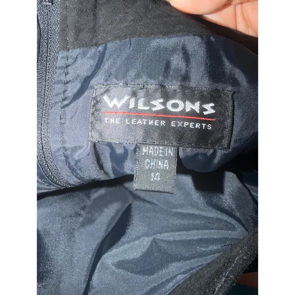 Wilsons Leather Vintage Black Suede Mini Skirt Womens‎ Size 14 Back Zip Lined - Image 3