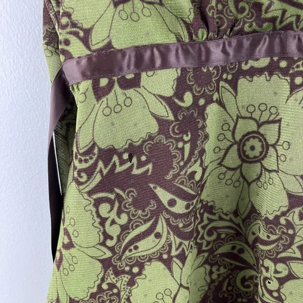 Hot Tempered Y2K Olive Green Brown Floral Paisley Mesh V Neck Asymmetrical Tank - Image 7