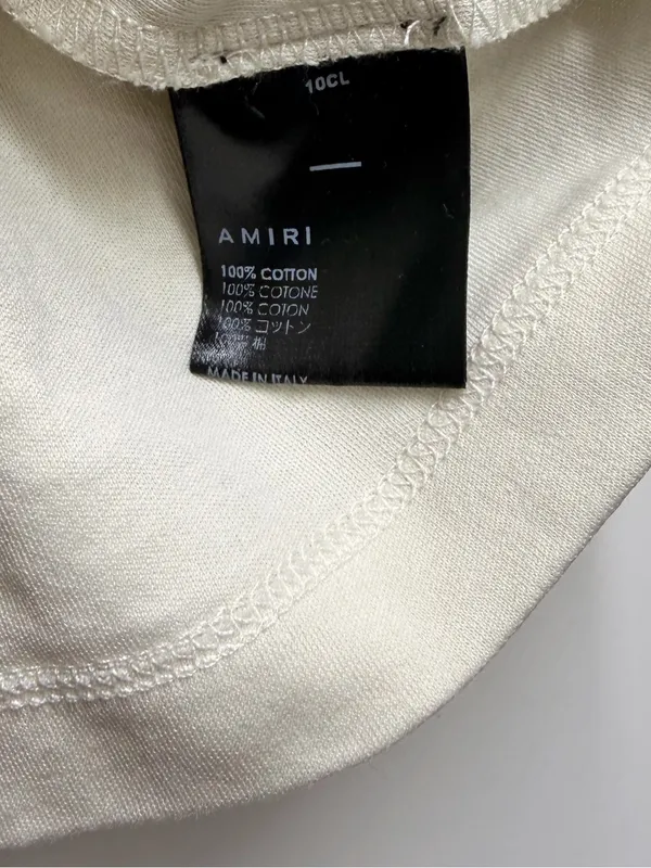 Amiri cropped core logo cotton t-shirt 100% cotton alabaster beige size 6 UK10 - Image 6