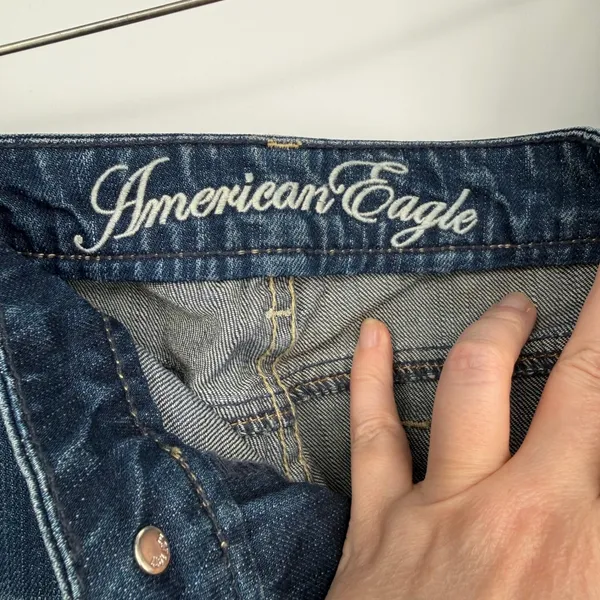 American Eagle Women 14 Short Dark Wash Bootcut Jeans Stretch Denim Blue Pants‎ - Image 7
