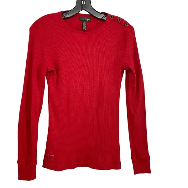 Lauren Ralph Lauren Womens Blouse Red Long Sleeve size S - Image 2