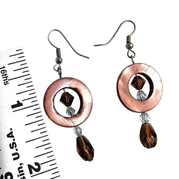 Abalone Crystal circle drop earrings - Image 7