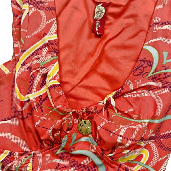 Apple Bottoms Orange Ruched Form Fitting Body Con Mini Dress Y2K Colorful Club - Image 2