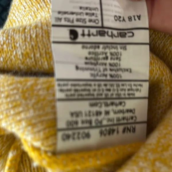 Carhartt Yellow/Gold Heathered Beanie Hat One Size Fall Winter Casual Utility - Image 3