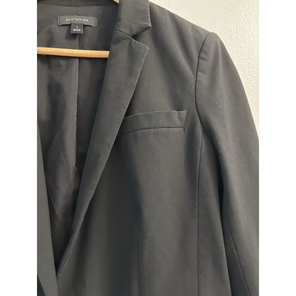 Ann Taylor Black Single Button Blazer Size 8 Classic Workwear Career Suit Jacket - Image 9