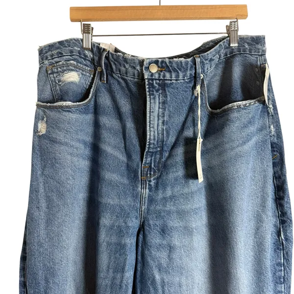 Good American Good 90's Loose Jean Distressed Indigo Size 16 - Image 4