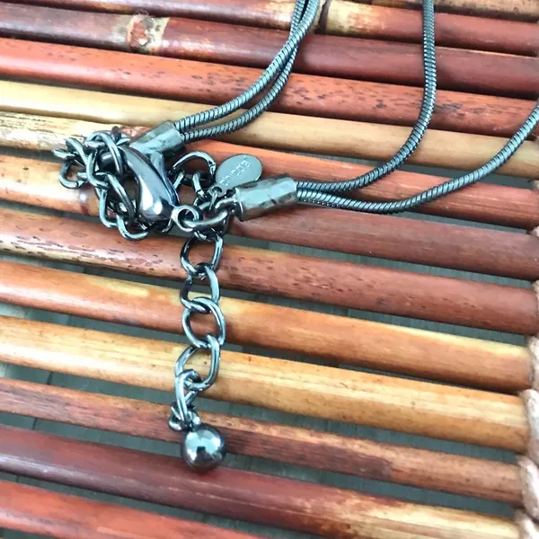 Chico’s Gunmetal Long Necklace with Disc Pendant - Image 5