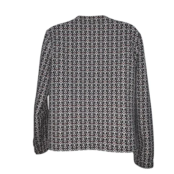 Marine Layer Jacket Womens M Black Geometric Tweed‎ Collarless Full Zip Tribal - Image 4