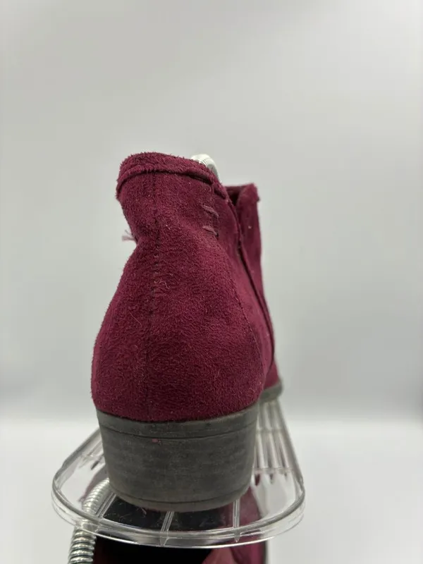 Maurices Womens Bridget Ankle Booties 8 Burgundy Slip-On Closed Toe Suede Casual - Image 7