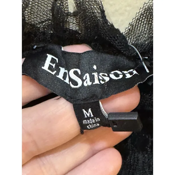 En Saison Casey Flutter Mini Dress Black Size Medium Embroidered Bows - Image 7