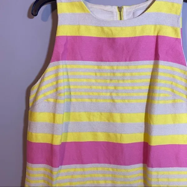 LOFT Pink Yellow Stripe Shift Dress Size 8 - Image 5