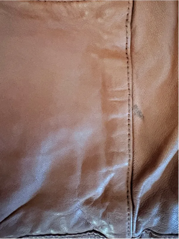 Hinge Zip Pocket Leather Jacket Brown Size 1 (19” PTP oversized) NWT - Image 13