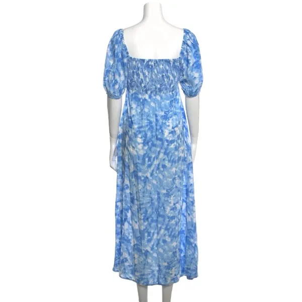 Faithfull the Brand Charlize Midi Dress in Blue Roos Tie Dye Cloudscape Size S - Image 5