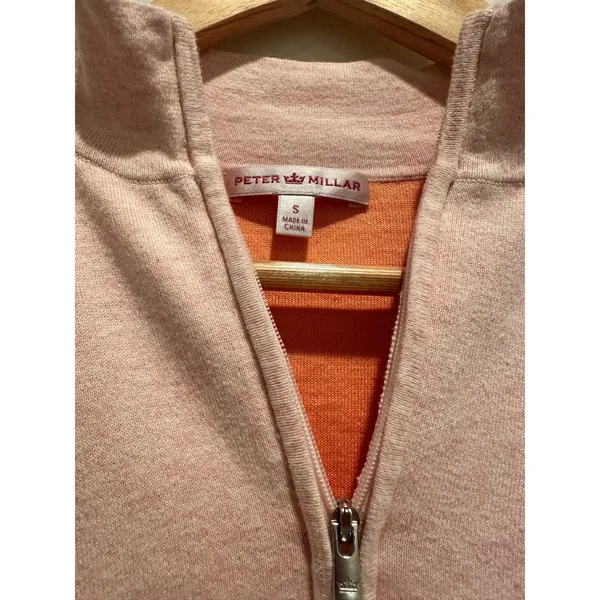 Peter Millar Women's Pink Orange Colorblock Quarter Zip Pullover Sweater Small - Image 4