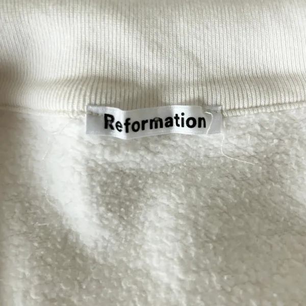 Reformation Hampton Sweat Mini Dress White Organic Cotton Fleece Half Zip XS - Image 5