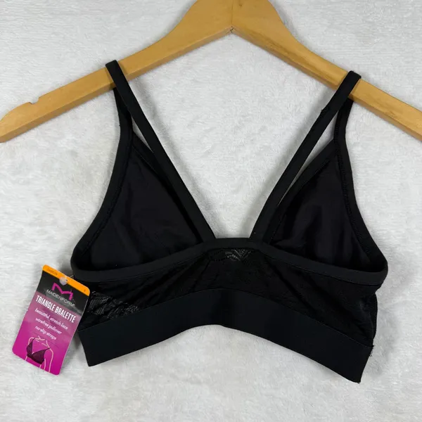 Maidenform Womens Black Stretch Lace Triangle‎ Bralette Wirefree DMSLTB S NEW - Image 6
