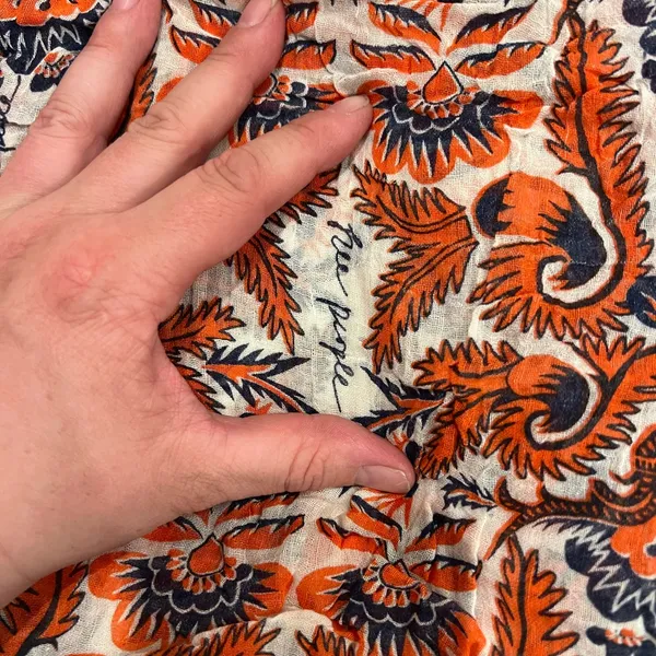 Free People Bohemian Orange Blue floral Patterned thin slouchy bag - Image 3