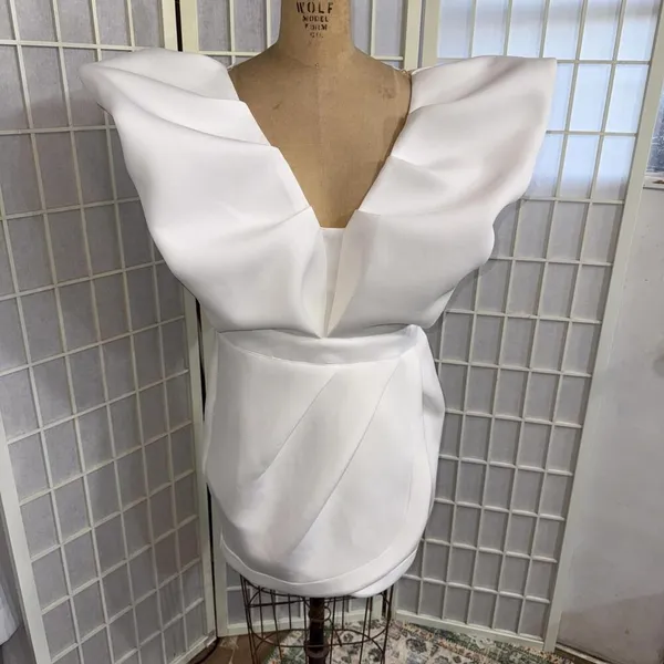 Bibi Bridal Shower White Dress Puff Icon Bride‎ Bachelorette Reception Dress XL - Image 7