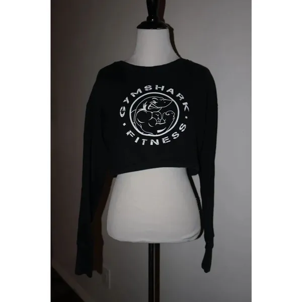 Women’s Black Cropped Gymshark Pullover - Image 3