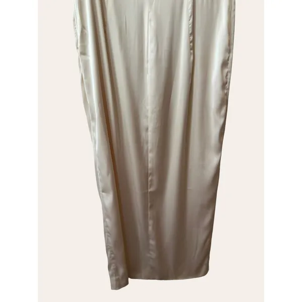 Meshki Kimberly Ivory Satin Cowl Neck Slit Cocktail Slip Dress Size Medium - Image 9