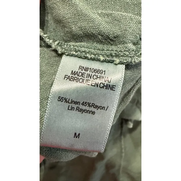 Young Fabulous & Broke Green Linen Blend Wide Leg Seam Front Pants M - Image 4