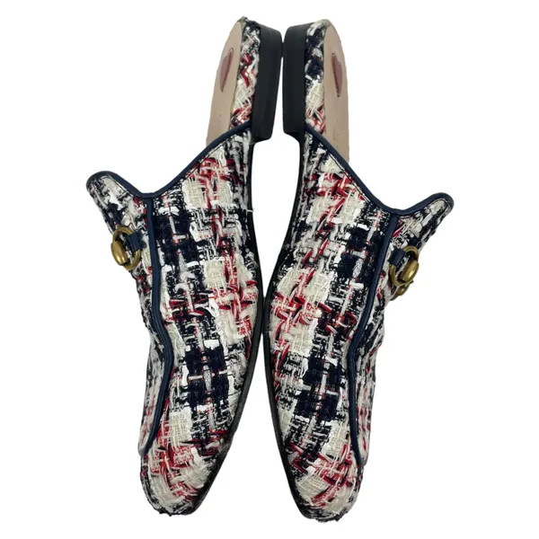 Gucci Princetown Tweed Mules Horsebit Gardenia Ink Blue Size 36.5 - Image 7