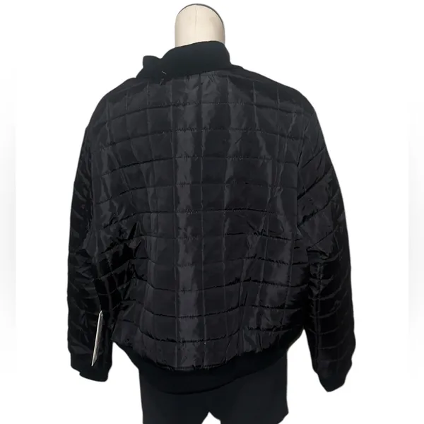 NWT Nicole Miller Black Quilted Bomber Jacket SZ-3X - Image 3