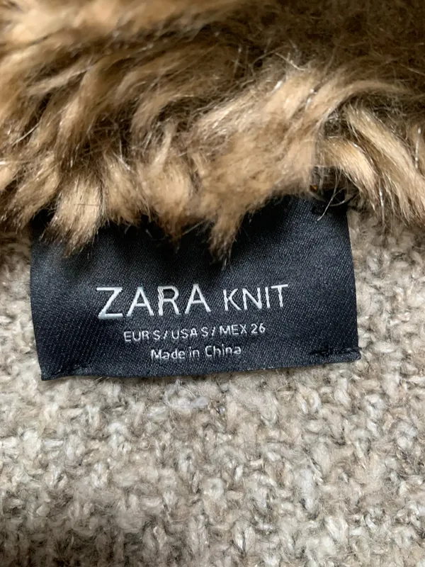 Zara Knit Long Knit Marled Faux Fur Coat/ cardigan Small - Image 3