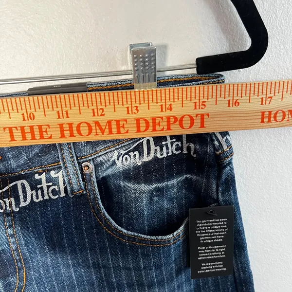 Von Dutch Jeans Size 28 Wide Leg Logo Y2K Streetwear Baggy - Image 6