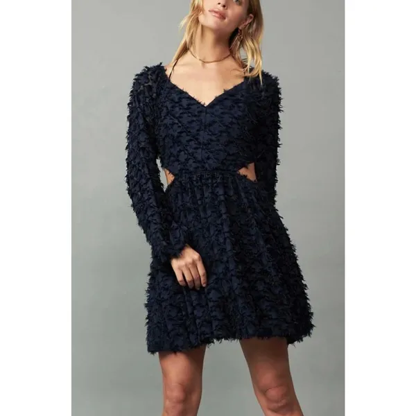 Current Air Textured Fit Flare Cutout Cocktail Party Navy Blue Dress XS NEW NWT - Image 4