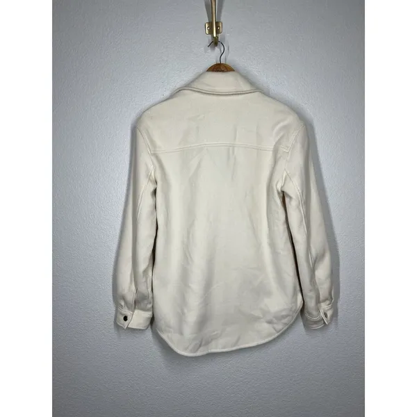 Abercrombie Fitch Jacket Button Front Shacket Women Small Cream Flap Pockets - Image 5