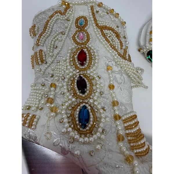 Azalea Wang Astounding White Jewel Beaded Pearl Western Cowboy Boots Size 6 - Image 13