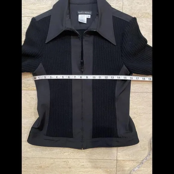 Franco Mirabelli Jacket 8 Women Black Nylon‎ Wool Blend Stretch Made In Canada - Image 5