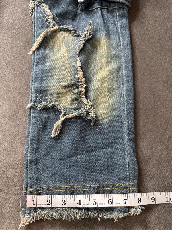 Women’s Streetwear Y2K Blue Denim Jeans Star Design Baggy Wide Leg Size 28 NEW - Image 4